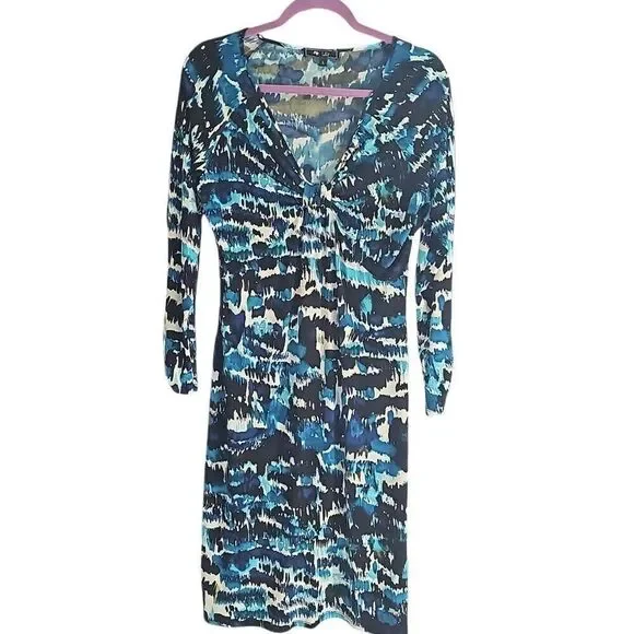 Lily A-line, longsleeve, multicolored dress. Size Large - Picture 1 of 8